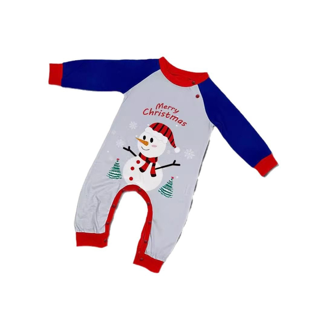 Christmas Family Matching Pajamas with Snowman, Snowflake, Letter Cartoon Print Home Wear Sleepwear