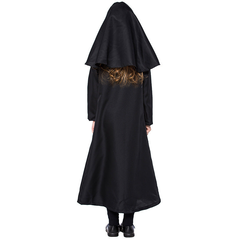 Black Nun Costume for Girls, product photo 4 on a white background