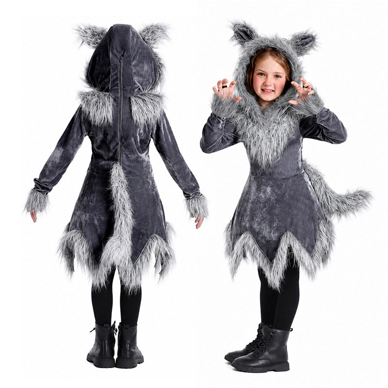 Werewolf Gray Wolf Costume for Kids and Adults, product photo 3 on a white background