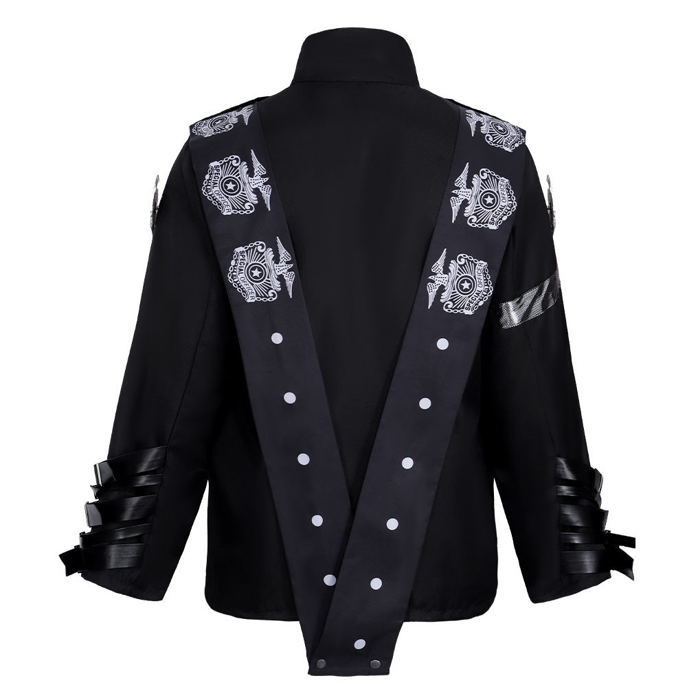 Jackson MJ Style Black Sash Jacket Costume for Adults, product photo 3 on a white background