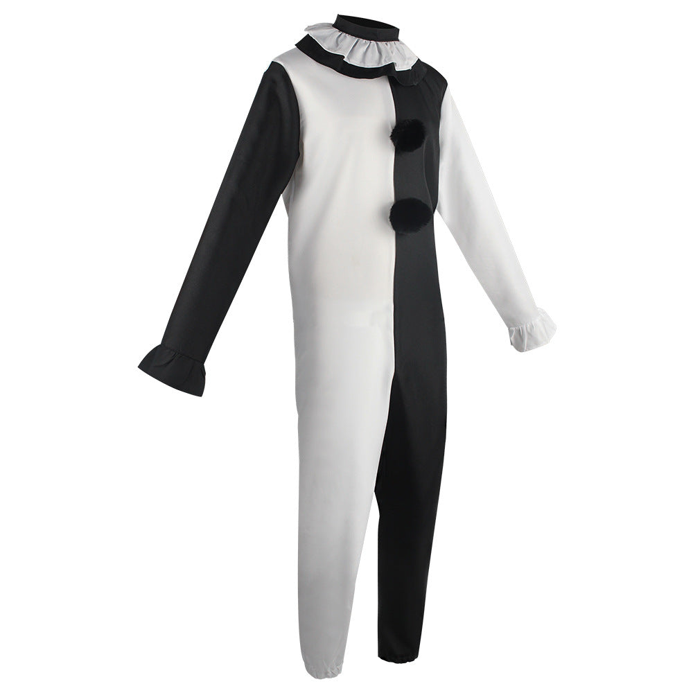 Horror Clown Costume for Kids and Adults, front view on a white background