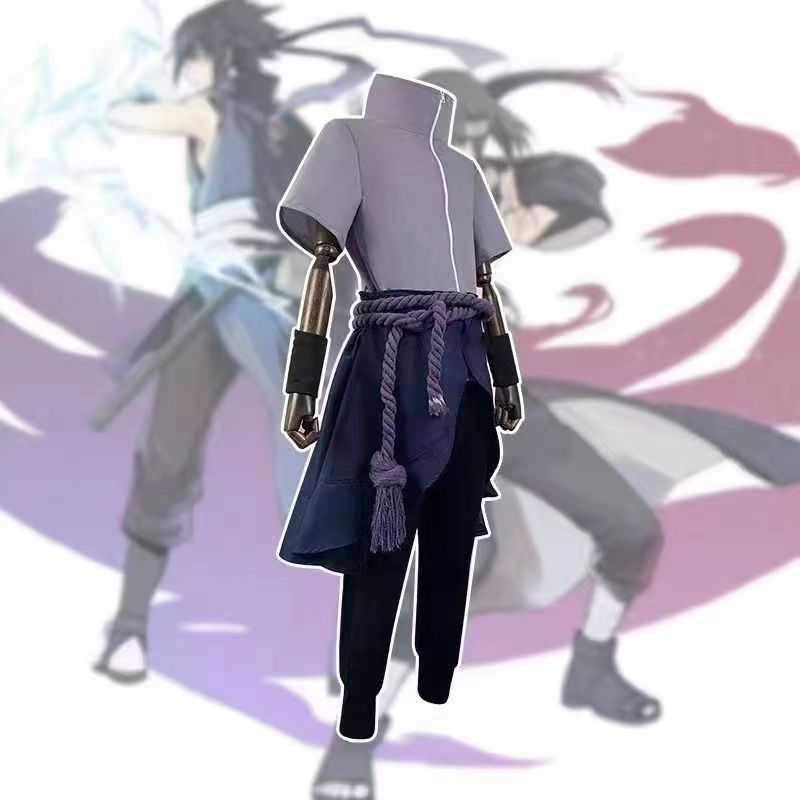 Naruto Shippuden Sasuke Uchiha Cosplay Costume Full Set Adult Halloween Anime – photo 4