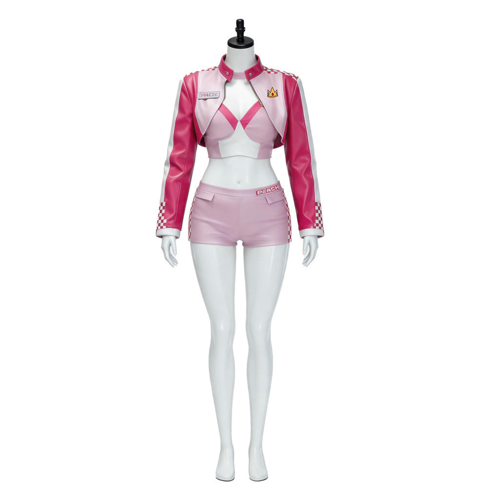 Princess Peach Costume Women Super Mario Pink Dress Cosplay Halloween Outfit – Pink