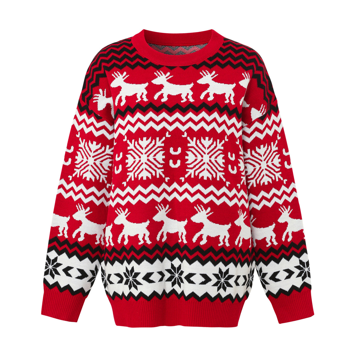 Jacquard Christmas sweater casual Christmas round neck knit sweater