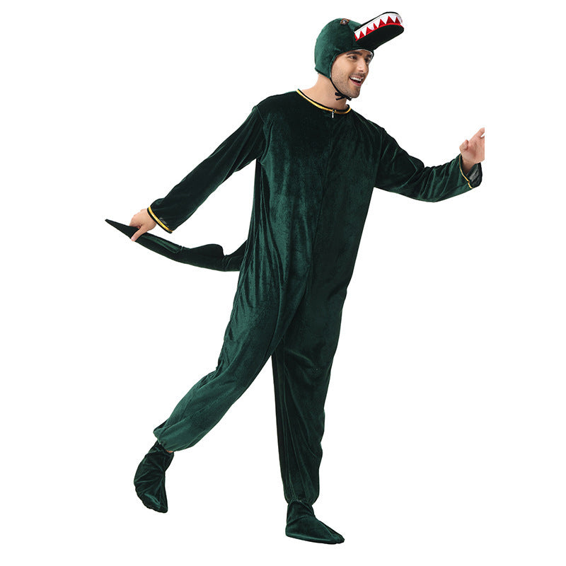 AdultHalloween Cosplay Costume Thick Crocodile Onesie Stage Role Play Outfit Party Wear