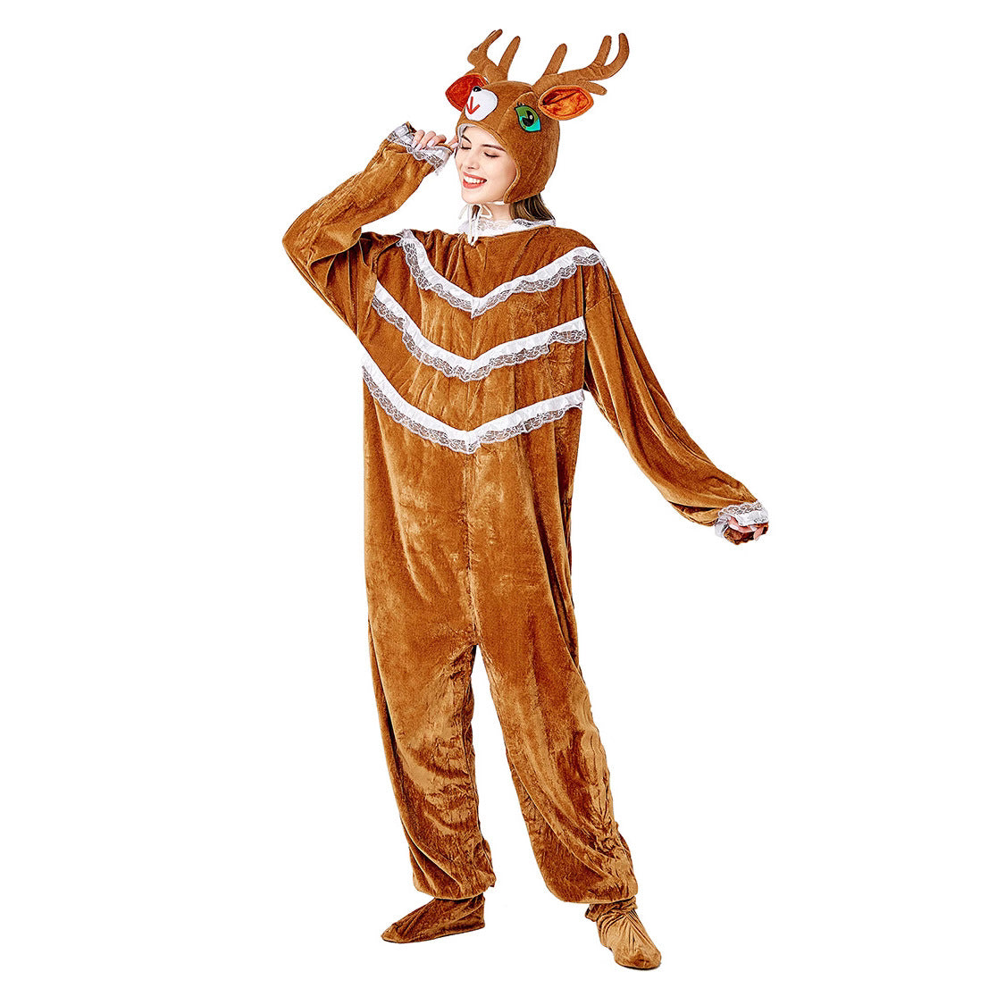 Reindeer Santa Deer Costume for Kids and Adults, product photo 3 on a white background