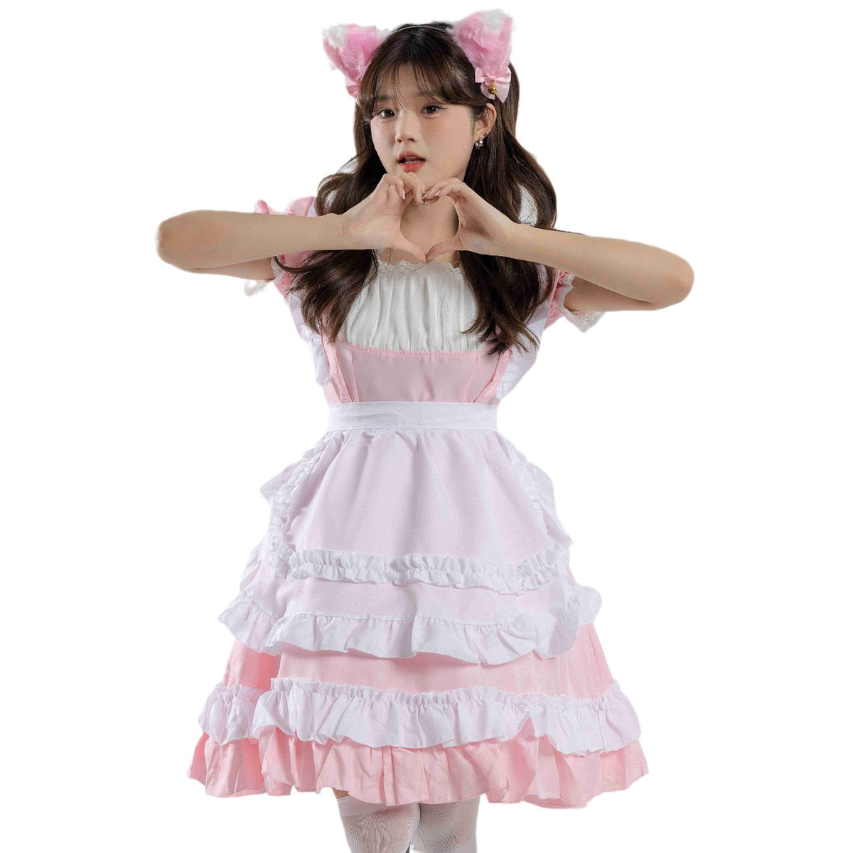 Cat Princess Maid Costume for Women, front view on a white background
