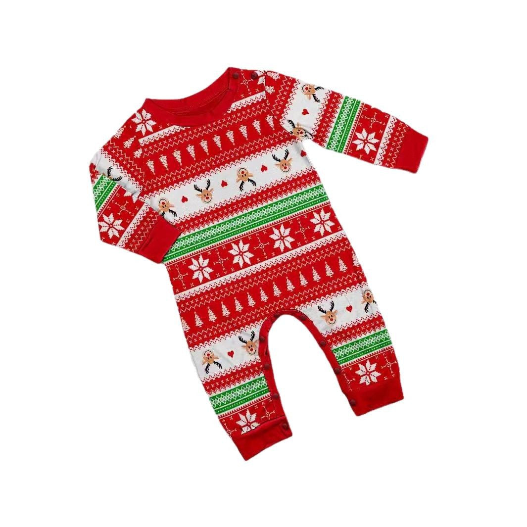 Christmas Deer Snowflake Stripe Printed Matching Family Pajamas Sleepwear