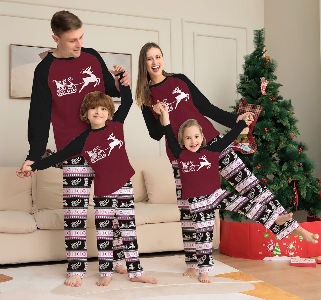 Christmas Family Matching Pajamas Set with Deer and Letter Print