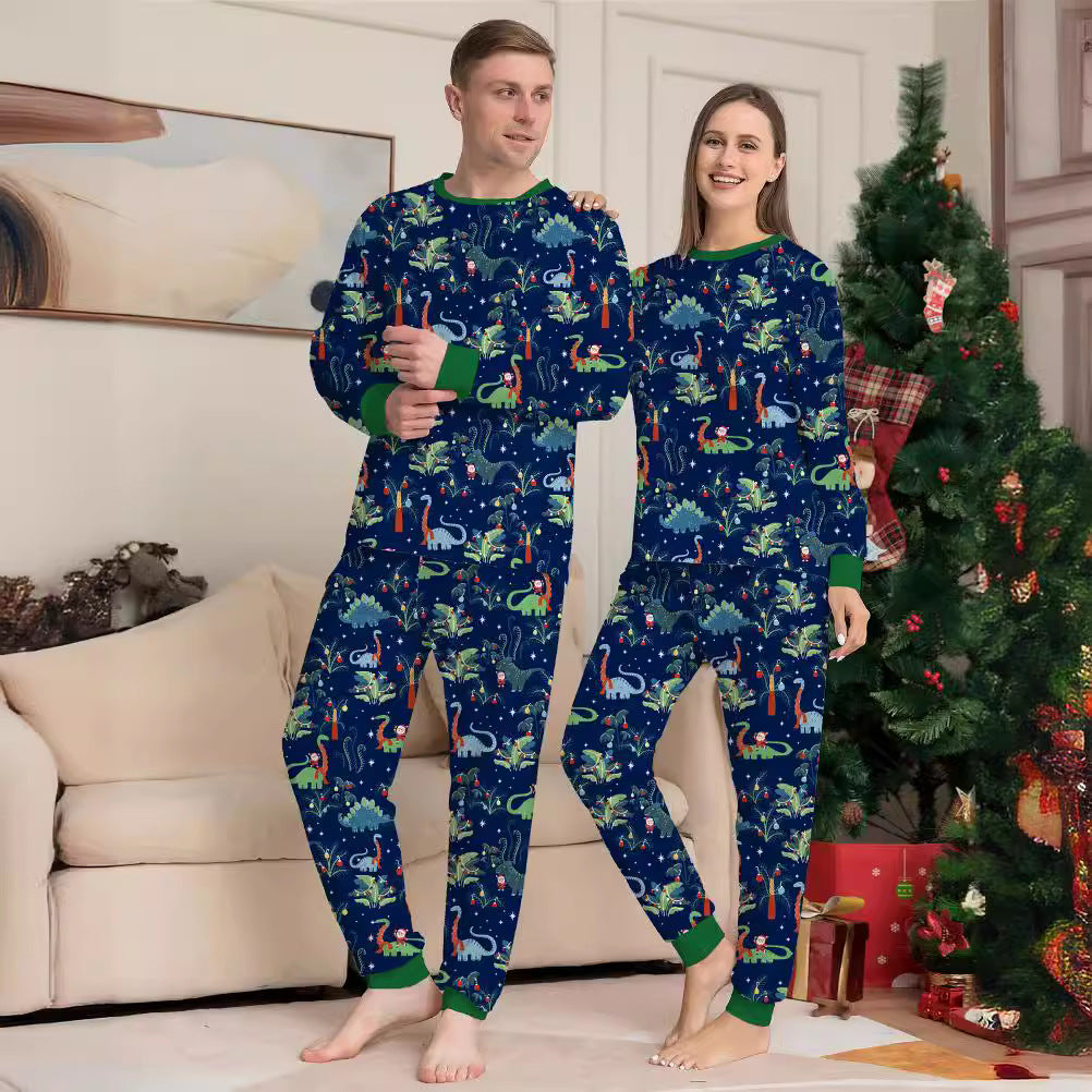 Cotton Printed Family Christmas Pajamas for Kids, Boys and Girls with Dog and Dinosaur Design
