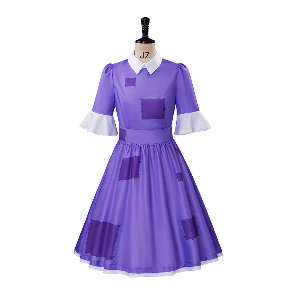 Jester Circus Costume for Women, front view on a white background