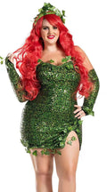 Leaf Sequin Dance Costume Women Dress Halloween Cosplay Green – Green