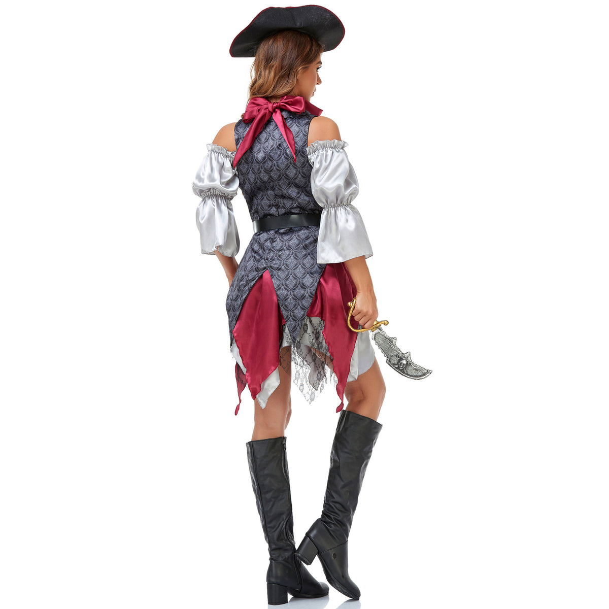 Caribbean Pirate Costume for Women, product photo 2 on a white background