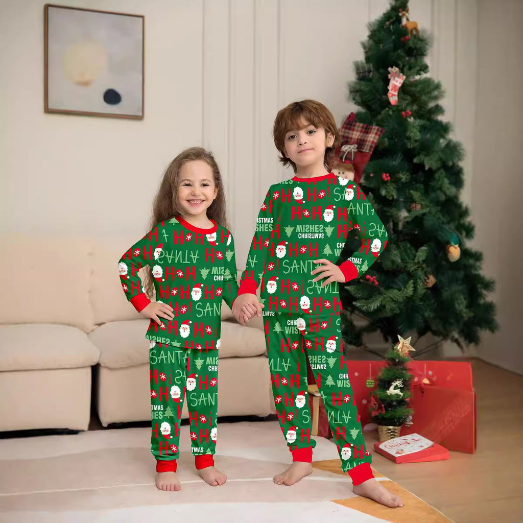 Christmas Snowman Snowflake Letter Cartoon Print Family Matching Pajamas Sleepwear