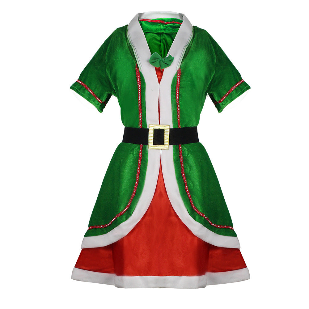 Christmas COS Green Elf Costume, Green Christmas Outfit, Seductive Uniform for Nightclub Stage Performance Wear