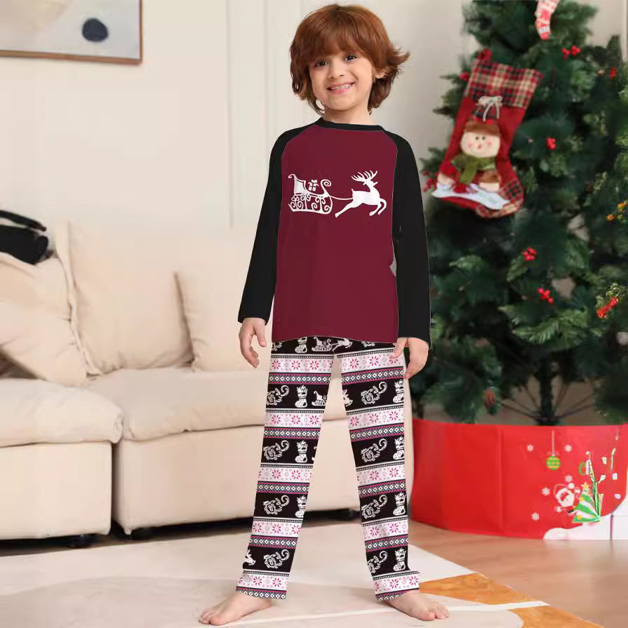 Christmas Family Matching Pajamas Set with Deer and Letter Print