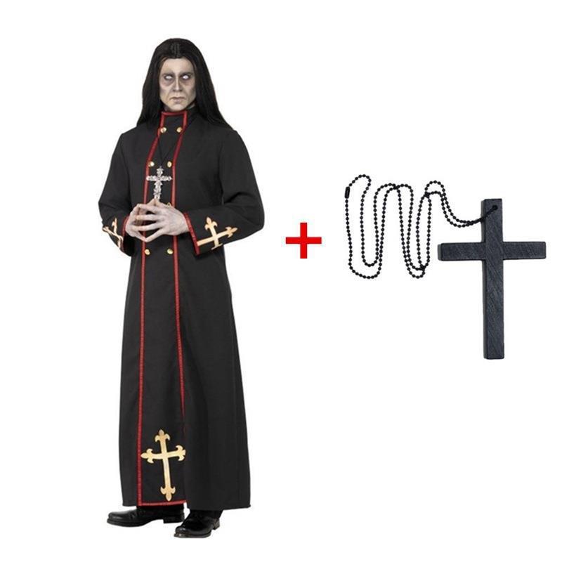 Medieval Wizard Priest Cleric Robe for Men, front view on a white background