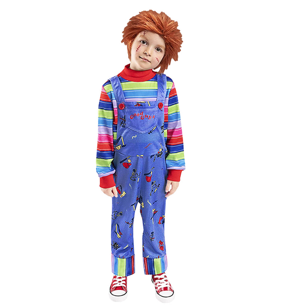 Killer Doll Costume for Kids, front view on a white background