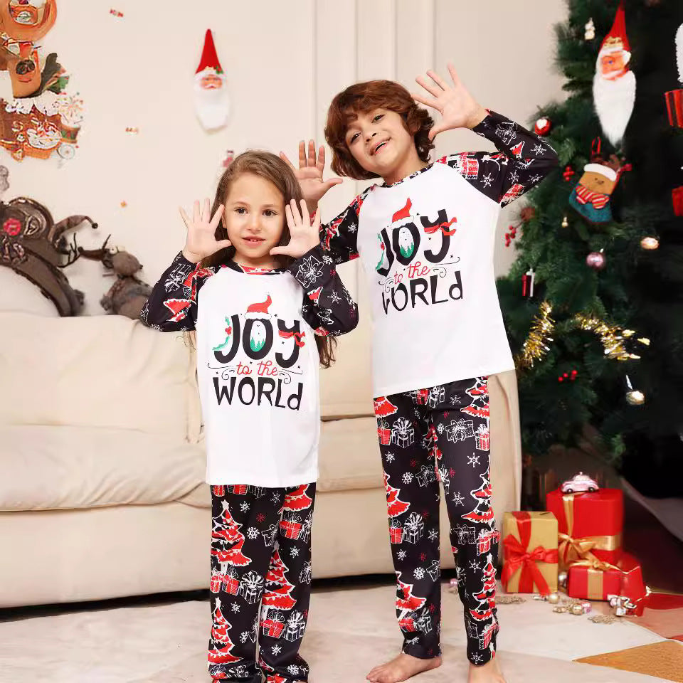 Christmas Family Matching Pajamas Letter Snowflake Star Print Home Wear Sleepwear