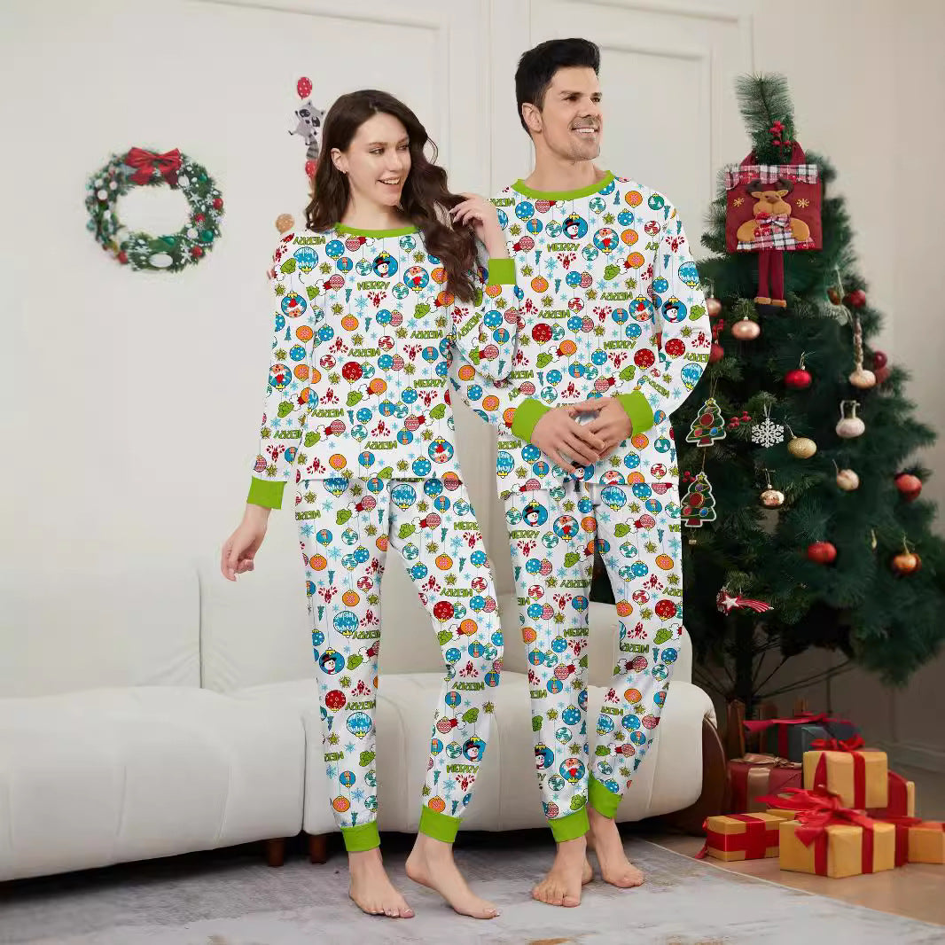Christmas Deer Snowman Snowflake Print Family Pajamas Sleepwear