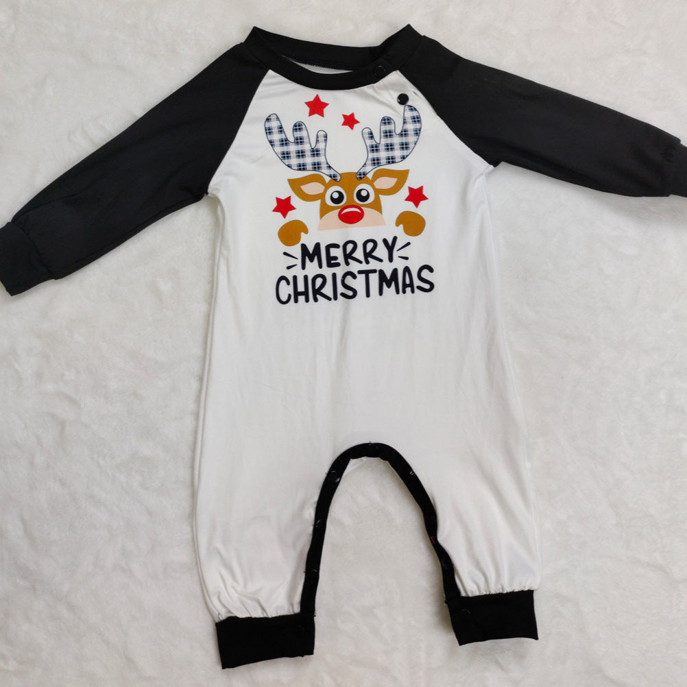 Deer Letter Plaid Christmas Family Matching Printed Home Wear Pajamas