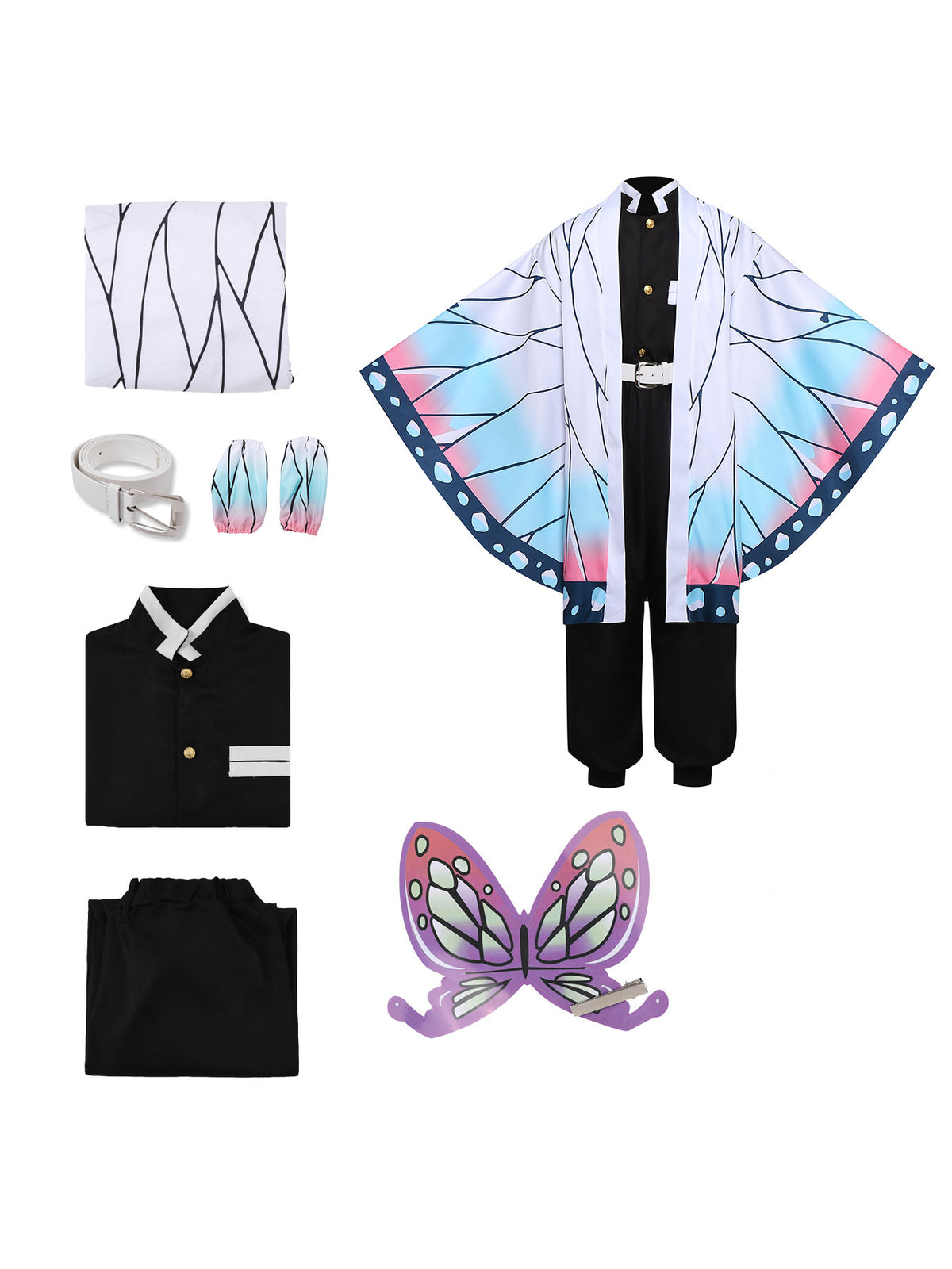 Anime Demon Hunter Kimono for Kids and Adults, product photo 10 on a white background