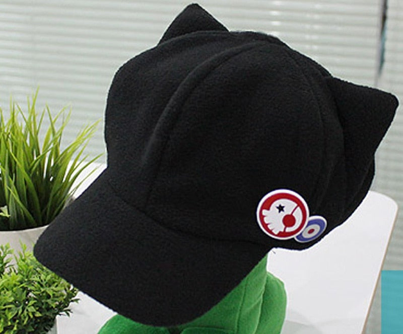 Japanese Anime Neon Genesis Evangelion EVA Asuka Langley Soryu Cosplay Cat Ears Hat Polar Fleece Plush Cap With Badges