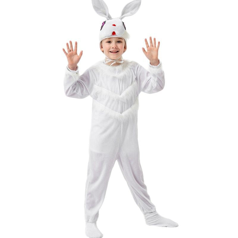 Pink Bunny Rabbit Onesie for Kids, front view on a white background