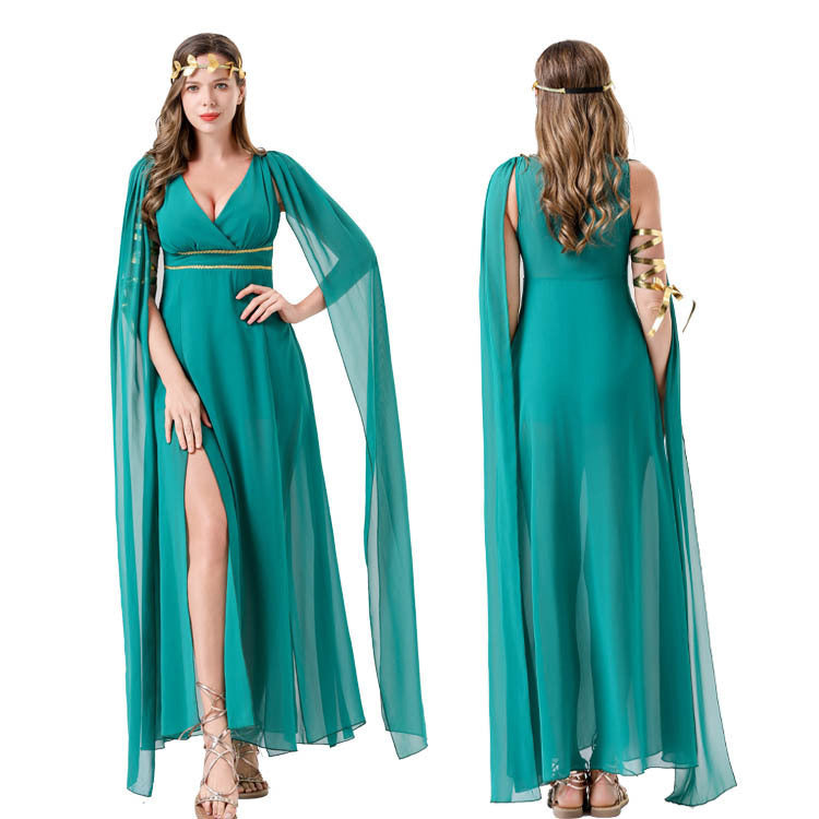 Egyptian Queen Costume Women Maxi Dress Greek Goddess Halloween Cosplay