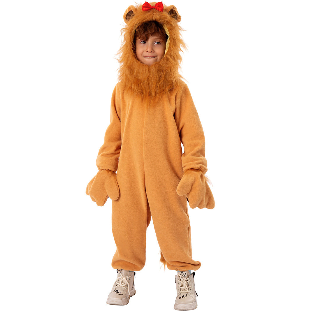 Halloween Wizard of Oz Cowardly Lion Onesie Children's Stage Cosplay Costume Performance Costume Ethnic Costume
