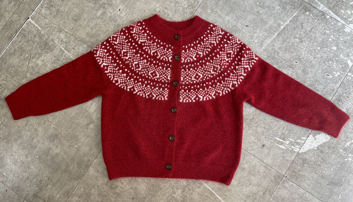 Round neck button Christmas sweater