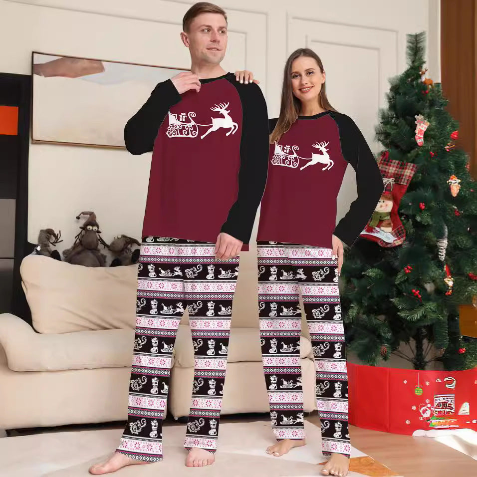 Christmas Family Matching Pajamas Set with Deer and Letter Print
