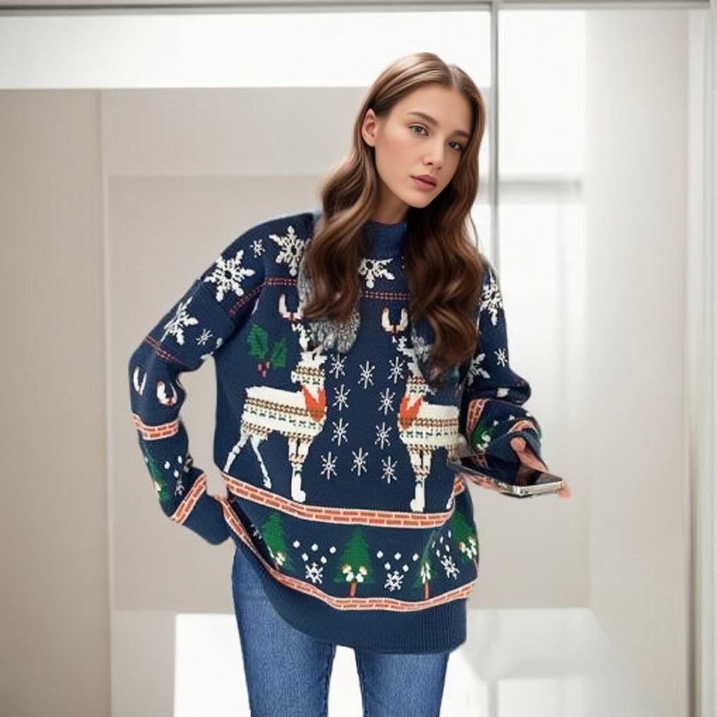 Christmas Sweater Autumn/Winter Double Elk Christmas Knitted Sweater