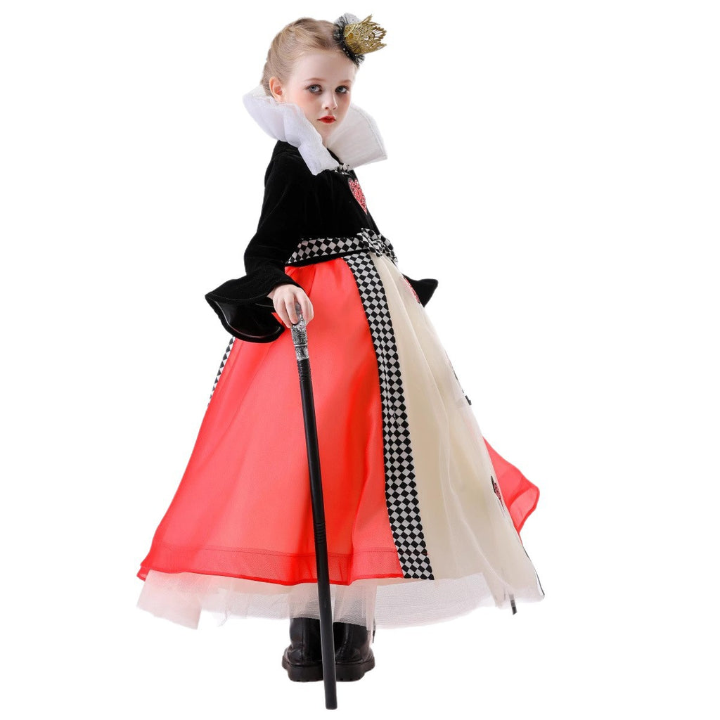 Royal Heart Queen Costume for Girls, front view on a white background