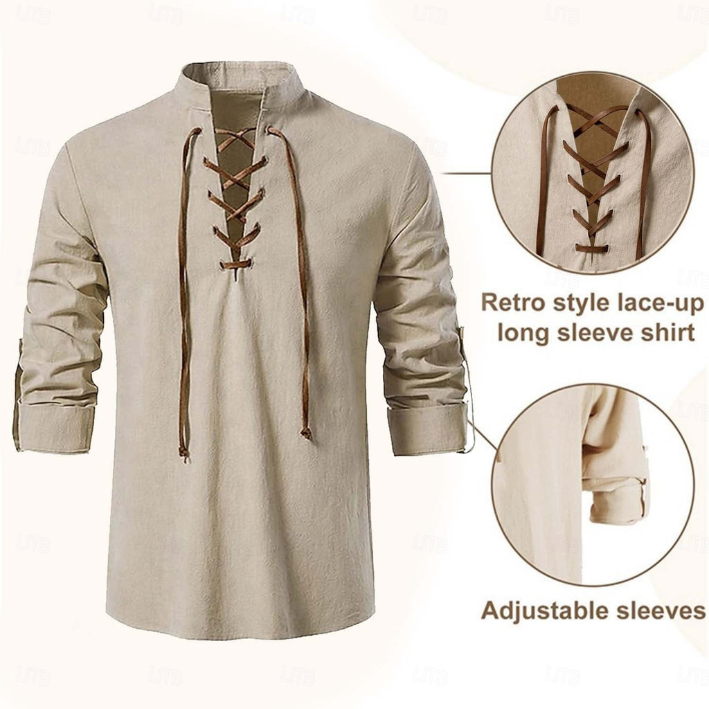 Renaissance Pirate Costume for Men, front view on a white background