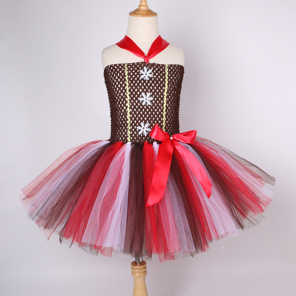 New Halloween Christmas Children's Dress Girl's Gingerbread Man Costume, Performance Costume, Factory Direct Sales