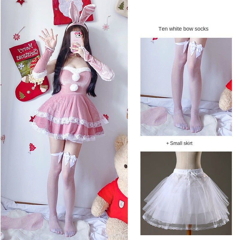 Christmas Bunny Maid Costume for Women, costume photo 8