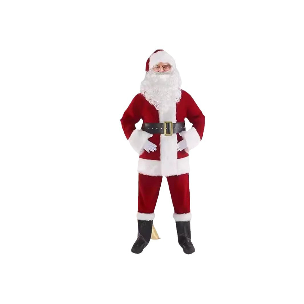 Unisex Christmas Costume Premium Santa Claus Suit Fleece Santa Outfit Complete Set