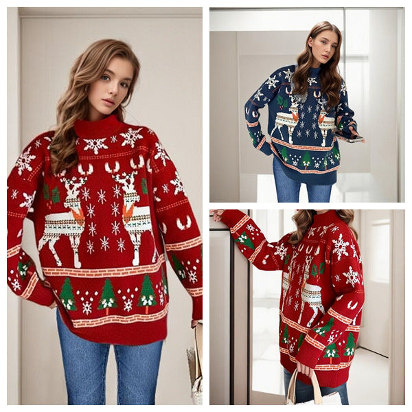 Christmas Sweater Autumn/Winter Double Elk Christmas Knitted Sweater