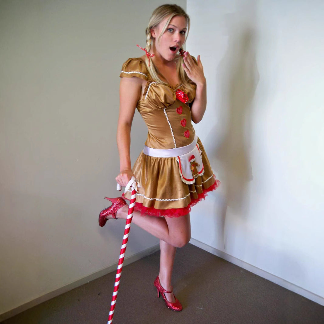 Christmas Dress Costume Women Adult High Waisted Heart Holiday Outfit