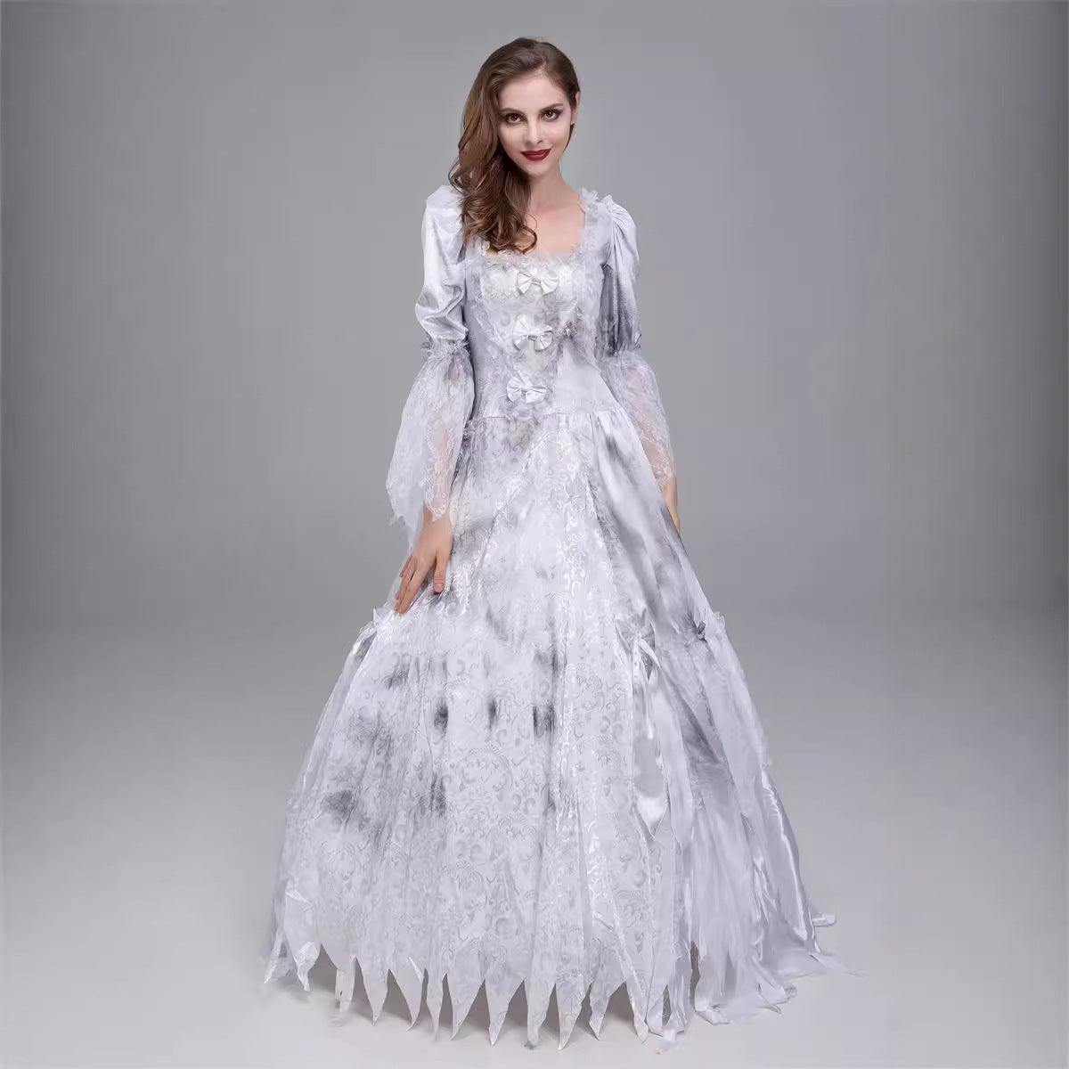 White Ghost Bride Costume for Women, costume photo 2