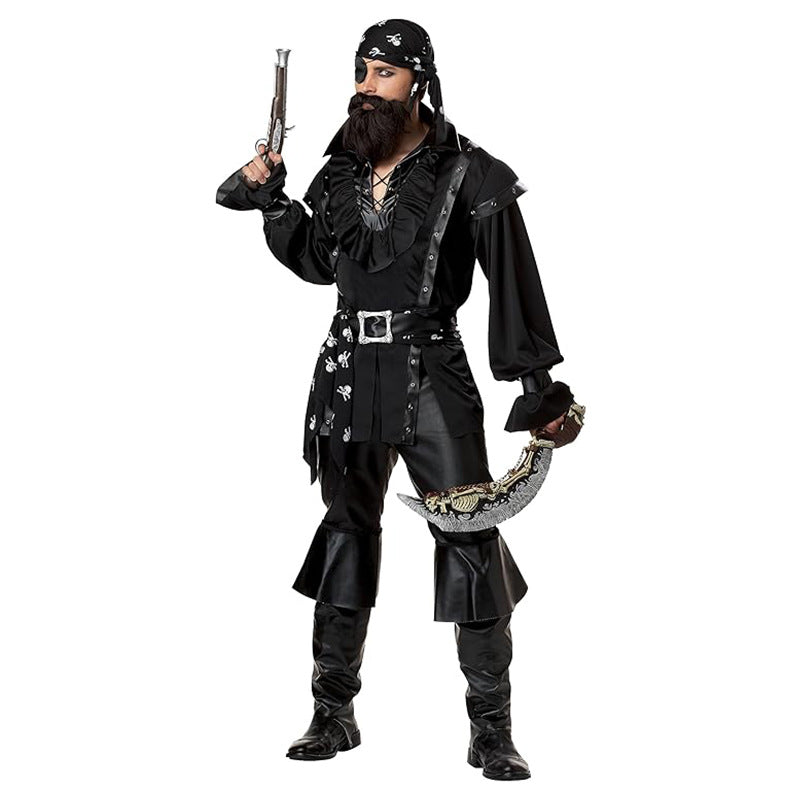 Caribbean Pirate Costume for Men, product photo 2 on a white background