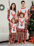 Christmas Deer Letter Snowflake Print Matching Family Pajamas Sleepwear European and American Style