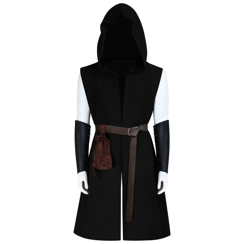 Renaissance Vest Medieval Knight Pirate Costume for Men, front view on a white background
