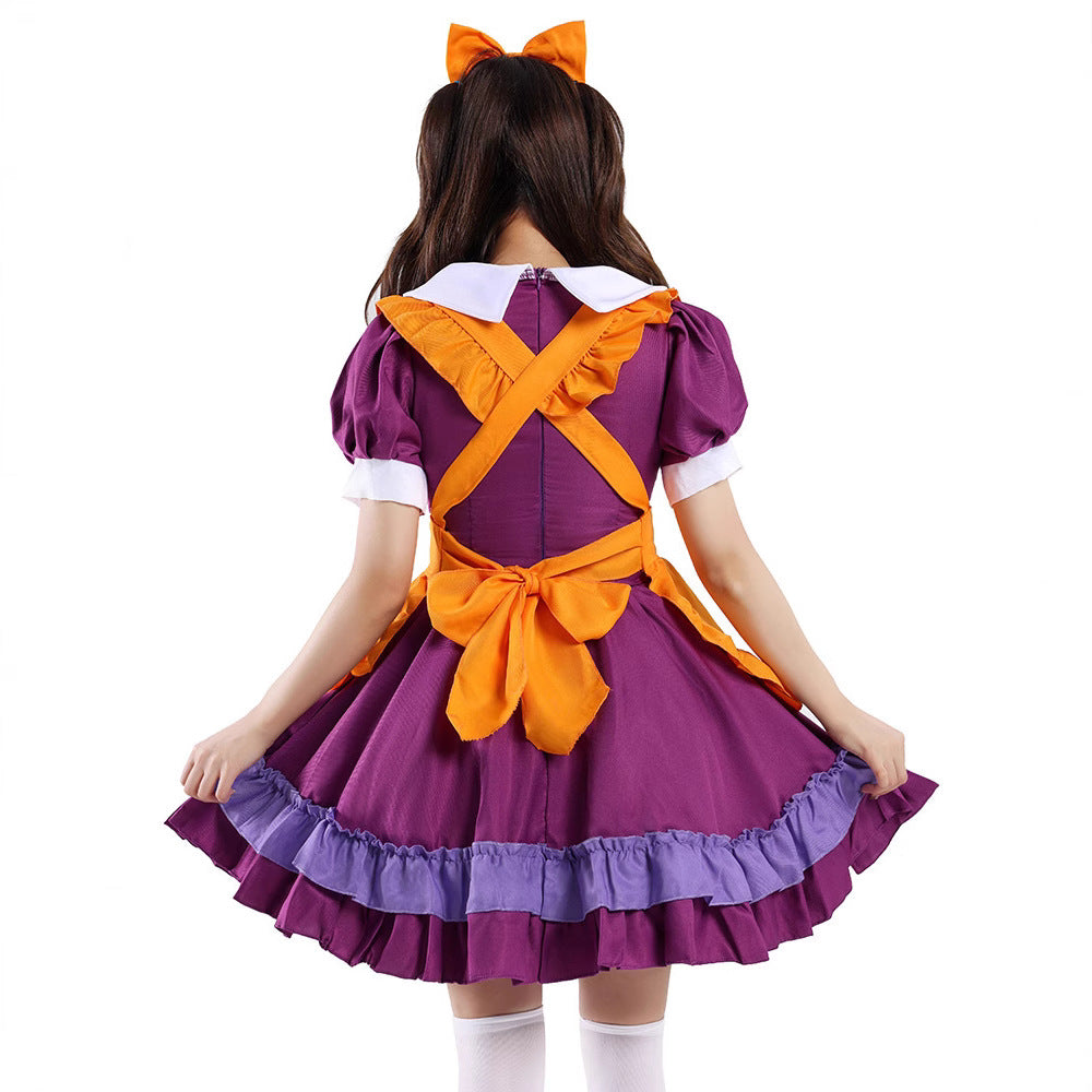 Orange Maid Lolita Costume for Women, product photo 3 on a white background