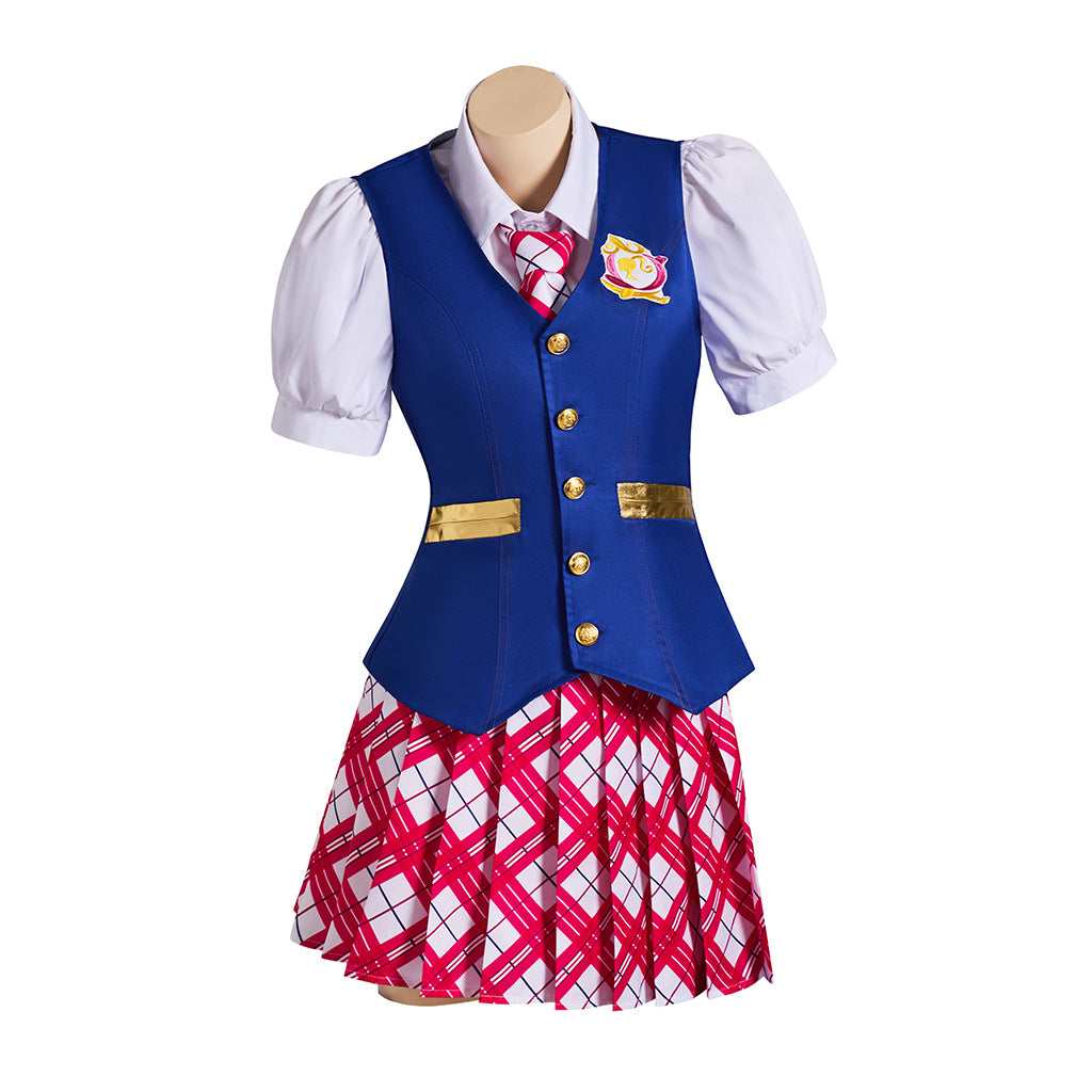 Pink Princess School Uniform for Women, front view on a white background