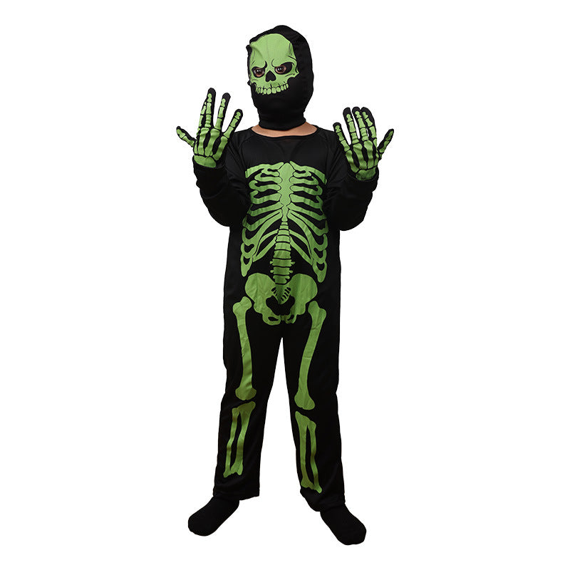 Glow in the Dark Skeleton Ghost Costume for Kids, product photo 3 on a white background