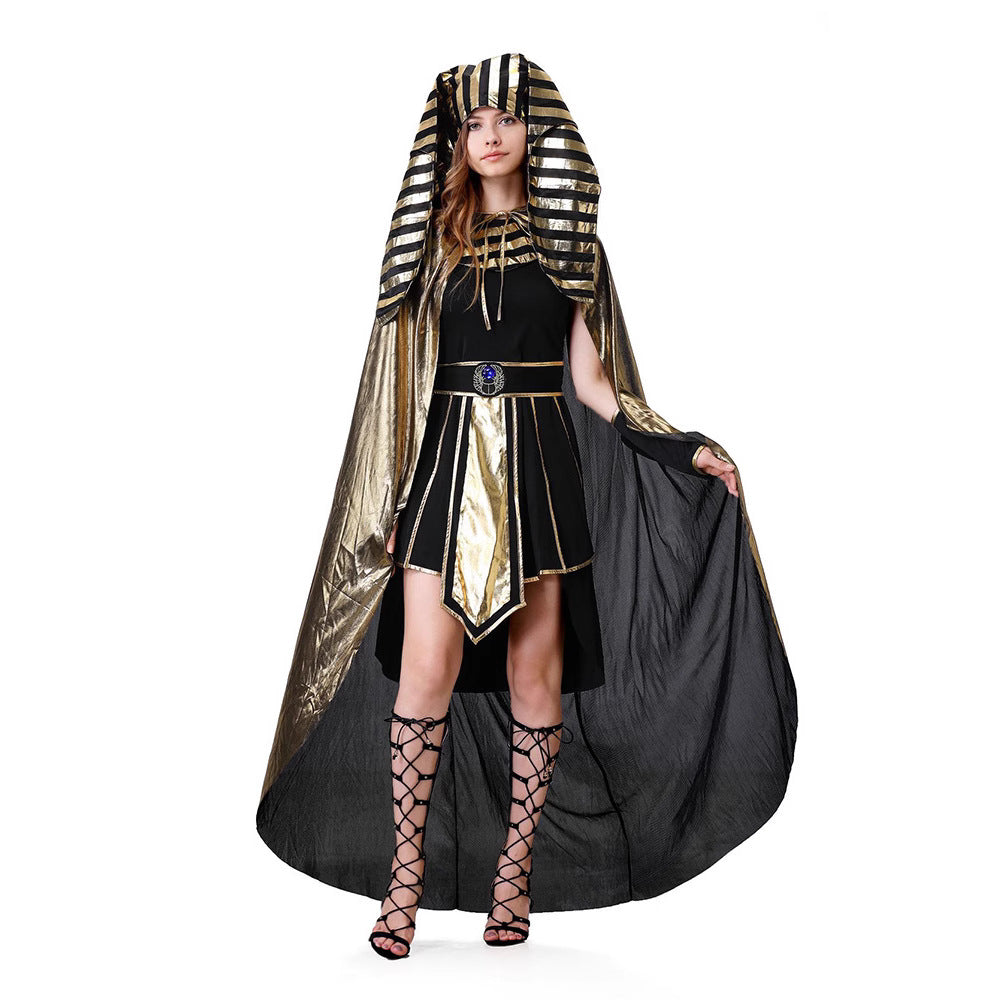 Egyptian Pharaoh and Queen Couple Costume Adult Halloween Cosplay Gold