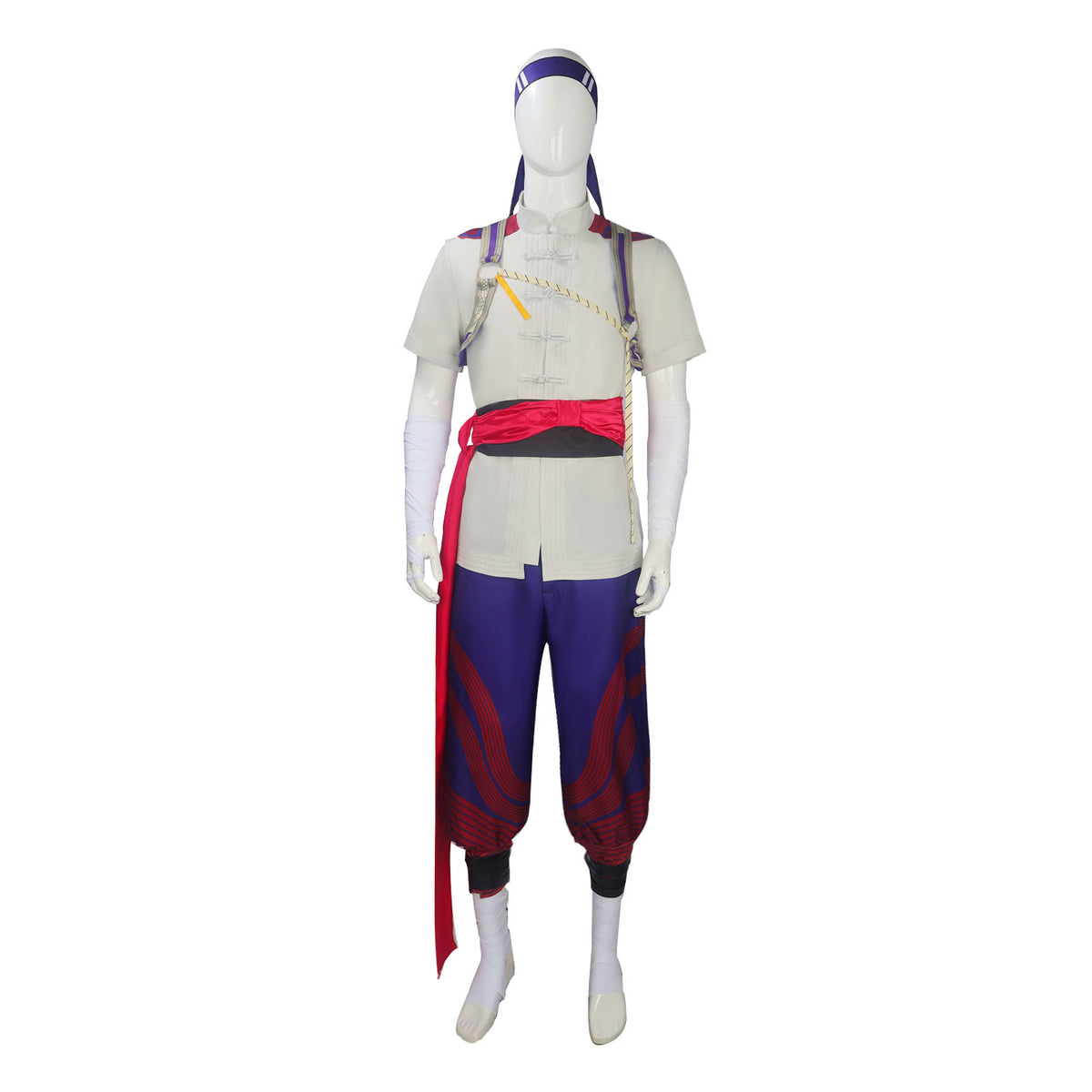 Fire Monk Fighter Costume for Adults, front view on a white background