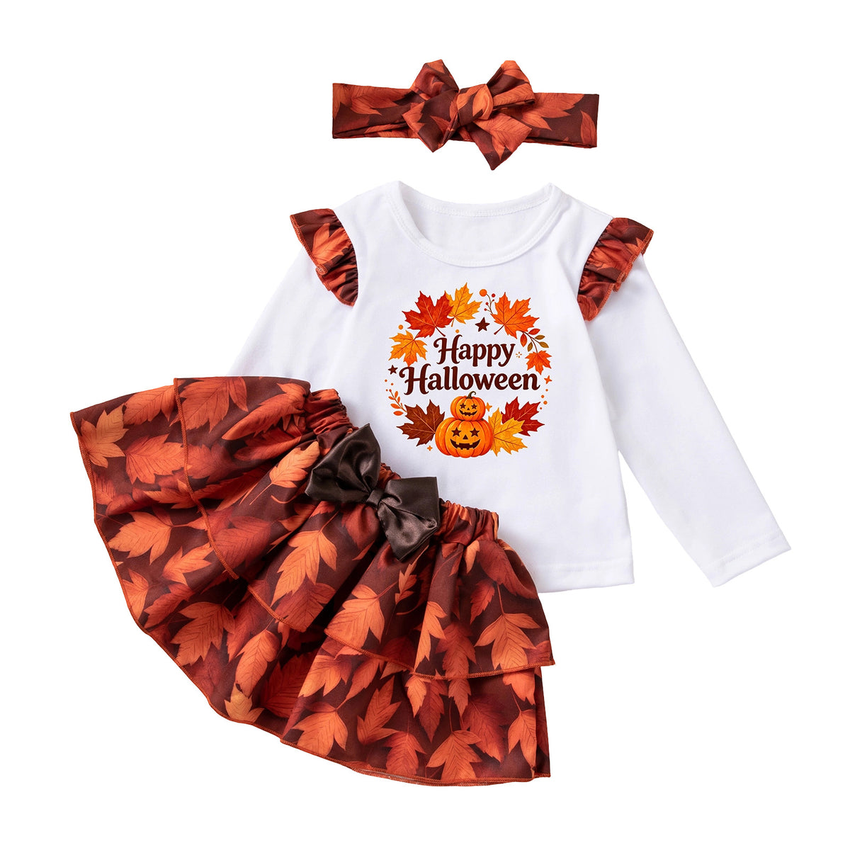 Maple Leaf Costume for Girls, front view on a white background